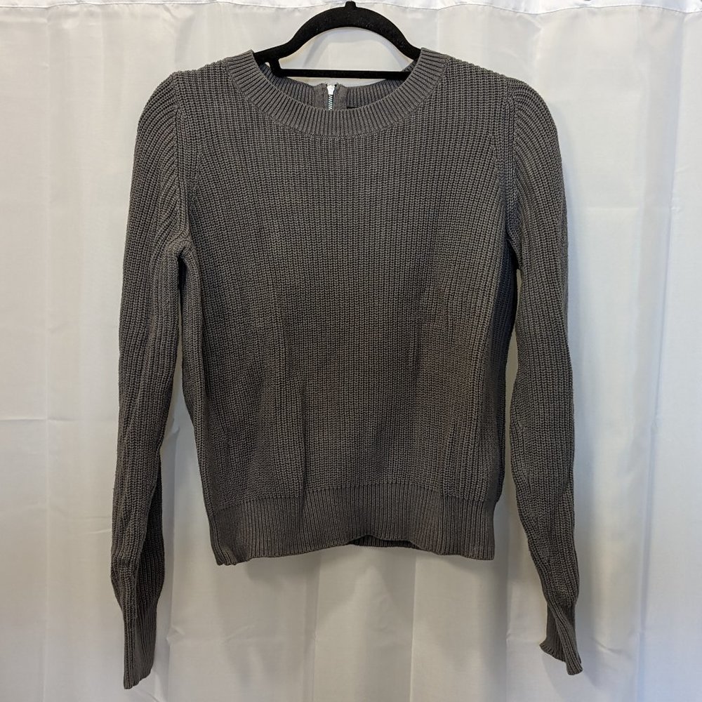 Banana Republic Gray Knit Sweater with Back Zip Detail | M